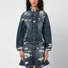 Marc Jacobs The Rip And Repair Fluted Denim Jacket Casual Jackets And Parka In Blue
