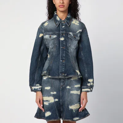 MARC JACOBS WASHED DENIM JACKET WITH WORN DETAILS