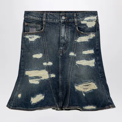 MARC JACOBS WASHED DENIM SKIRT WITH WORN DETAILS