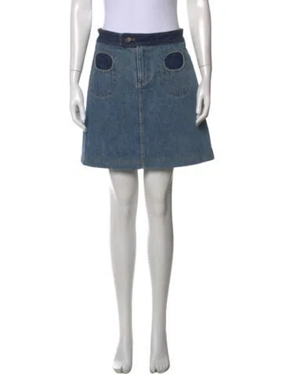 Pre-owned Marc Jacobs Whipstitch Trim Mini Skirt In Blue
