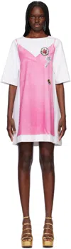 Marc Jacobs Women's White/pink Trompe Loeil T-shirt Mini Dress | Size Xs/small | 2s5rdr083c14co In 178 White/bow Pink