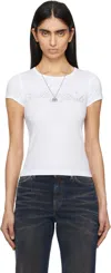 Marc Jacobs White Charm Logo Shrunken T-shirt In 100 White