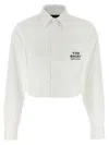 Marc Jacobs Womens The Cropped Text-embroidery Cotton Shirt White In White