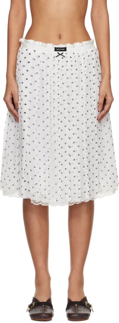 Marc Jacobs White Layered Crinkle Chiffon Midi Skirt In Multi