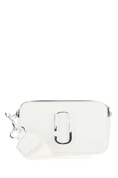 Marc Jacobs White Leather Small The Snapshot Crossbody Bag In 100