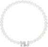 Marc Jacobs Mj Logo Lettering Pearl Necklace In 188 White/silver