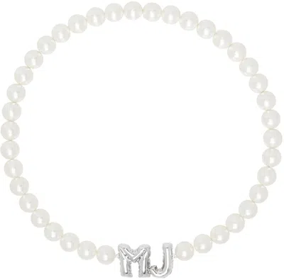 Marc Jacobs Mj Balloon Faux Pearl Collar Necklace In White