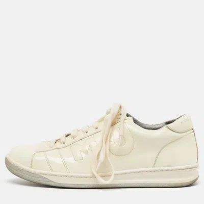 Pre-owned Marc Jacobs White Patent Leather Low Top Trainers Size 42