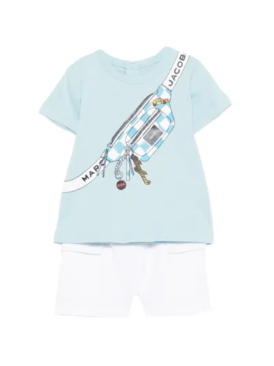 Marc Jacobs Babies' White Short Set In Blue