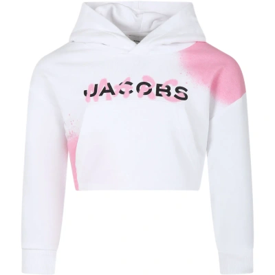 Marc Jacobs Teen Girls White Cotton Spray Paint Hoodie In Bianco