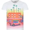 MARC JACOBS WHITE T-SHIRT FOR GIRL WITH CAR PRINT AND LOGO