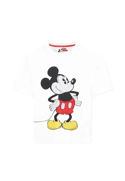 Marc Jacobs Kids' White T-shirt For Girl With Micky Mouse