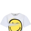 MARC JACOBS WHITE T-SHIRT FOR GIRL WITH SMILEY AND LOGO