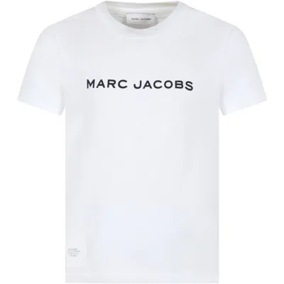 Marc Jacobs White T-shirt For Kids With Logo Print