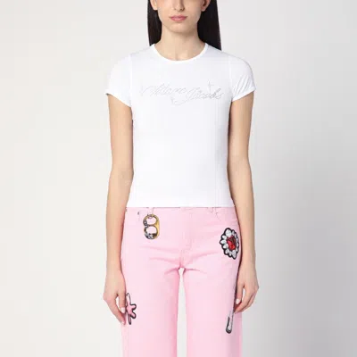 Marc Jacobs White T-shirt With Logo And Micro Crystals Women