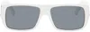 Marc Jacobs White Text Logo Rectangular Sunglasses In Ccp White Black