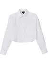 Marc Jacobs Logo-jacquard Crop Button-down Femme Shirt In White