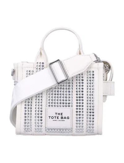 MARC JACOBS WHITE THE CRYSTAL CANVAS CROSSBODY TOTE BAG
