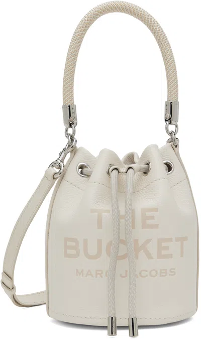 Marc Jacobs White 'the Leather Bucket' Bag In 140 Cotton/silver