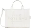 Marc Jacobs White 'the Leather Medium' Tote In 140 Cotton/silver