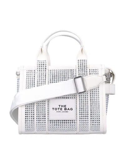 Marc Jacobs White The Small Crystal Canvas Tote Bag