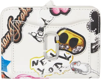 Marc Jacobs White 'the Sticker Utility Snapshot Mini Compact' Wallet In 101 White Multi
