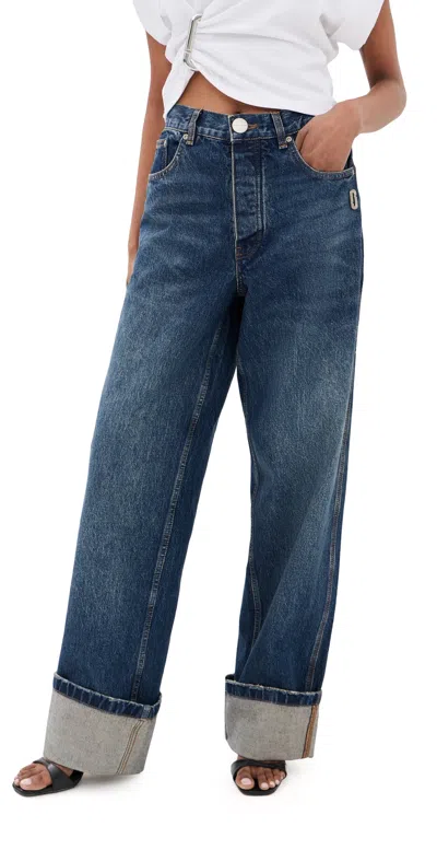 Marc Jacobs Wide Leg Jeans Medium Wash Indigo In Blue