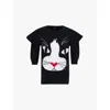 MARC JACOBS WOMENS RELAXED-FIT CAT MOTIF CASHMERE KNIT JUMPER BLACK