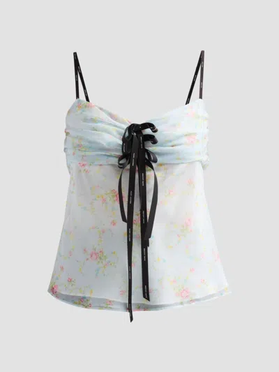 Marc Jacobs Blurred Floral Bow Top Blue Mist Multi