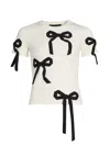 Marc Jacobs Off-white Bow Shrunken T-shirt In White
