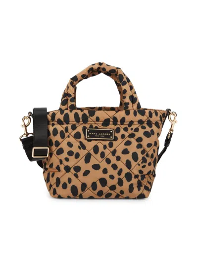 Marc Jacobs Women's Cheetah Quilted Nylon Mini Tote Bag In Brown