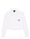 Marc Jacobs Womens The Cropped Text-embroidery Cotton Shirt White In White