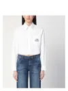 Marc Jacobs Womens The Cropped Text-embroidery Cotton Shirt White In White