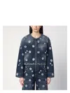 Marc Jacobs Cropped Denim Jacket With Daisy Sequins In Blue