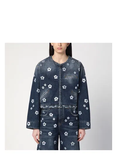 MARC JACOBS WOMEN'S CROPPED DENIM JACKET WITH DAISY SEQUINS