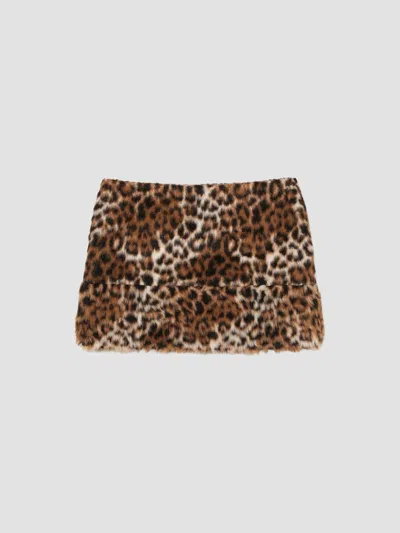 Marc Jacobs Women's Faux Fur Leopard Mini Skirt In Brown Multi