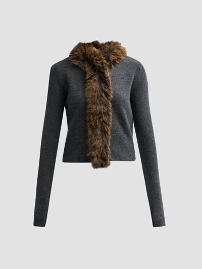 Marc Jacobs Women's Faux Fur Lined Cardigan In Charcoal