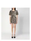 Marc Jacobs Gold Mini Dress With Sequins Women In Silver