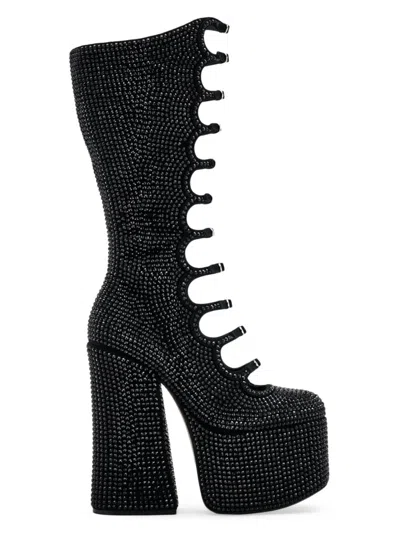 Marc Jacobs Women's Kiki 160mm Crystal-embellished Suede Boots In Black