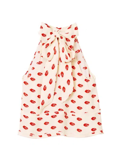 Marc Jacobs Women's Lips Halterneck Tie Top In Multi