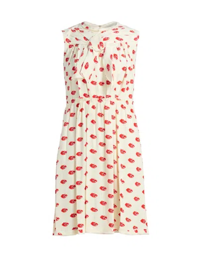 Marc Jacobs Women's Lips Pleated Midi-dress In Multi