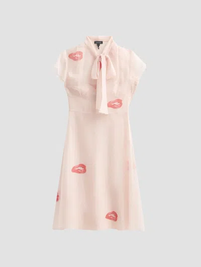 Marc Jacobs Women's Lips Tieneck Knee-length Dress In Faded Pink
