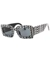 Marc Jacobs Black & White Monogram Rectangular Sunglasses In Black