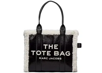 Pre-owned Marc Jacobs Women's  The Crinkle Leather Tote Bag Large In Black
