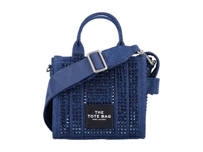 Pre-owned Marc Jacobs Women's  The Crossbody Tote Denim Crystal In Dark Wash Blue