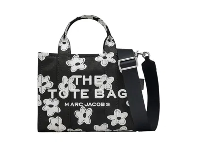 Pre-owned Marc Jacobs Women's  The Daisy Canvas Small Tote Bag In Black/white In Multi