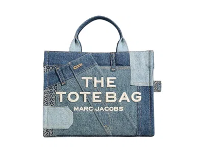 Pre-owned Marc Jacobs Women's  The Deconstructed Denim Medium Tote Bag In Indigo In Purple