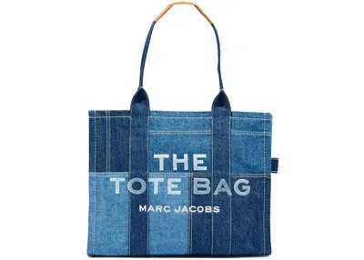 Pre-owned Marc Jacobs Women's  The Denim Tote Bag Large In Blue Denim