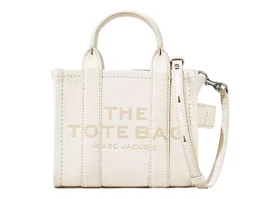 Pre-owned Marc Jacobs Women's  The Leather Micro Tote Bag In Cotton/silver