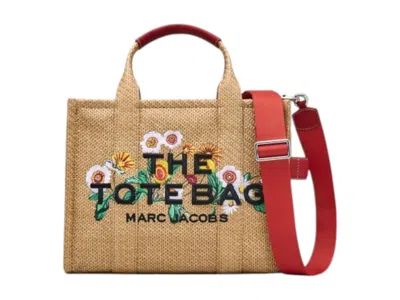 Pre-owned Marc Jacobs Women's  The Medium Tote Embroidery Daisy Raffia In Natural